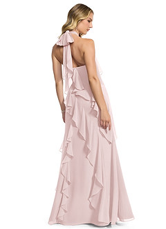 Azazie Velma Bridesmaid Dresses Blushing Pink A-Line Side Slit Chiffon Dress image2