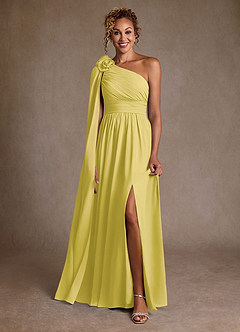 Azazie Lancaster Mère de la mariée Robes Robe Trapèze en Mousseline de soie Une épaule Canari image1