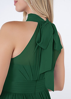 Azazie Iman Bridesmaid Dresses Dark Green A-Line A-Line Ruched Chiffon Dress image7