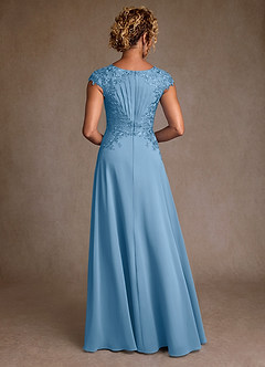 Azazie Christi Mother of the Bride Dresses Steel Blue A-Line Lace Chiffon Dress image2