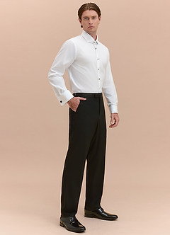 front Henry Vit Strykfri smokingskjorta i 100 % bomull med nitar framtill