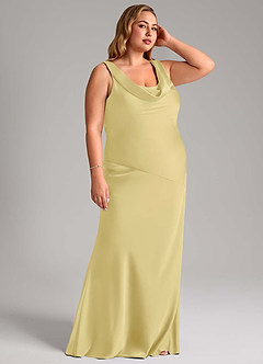 Azazie Rylina Bridesmaid Dresses Lemon Sorbet Mermaid Stretch Satin Dress image10