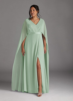 Azazie Isa Mother of the Bride Dresses Agave A-Line V-Neck Pleated Chiffon Dress image9