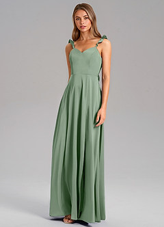 Azazie Everett Bridesmaid Dresses Matcha A-Line Stretch Satin Dress image4