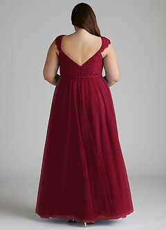 Azazie Luxi Bridesmaid Dresses Burgundy A-Line Pleated Tulle Dress image10