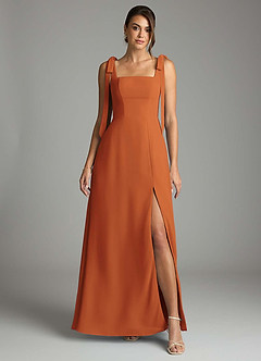 Azazie Debra Bridesmaid Dresses Cinnamon A-Line with Pockets Chiffon Convertible Dress image7