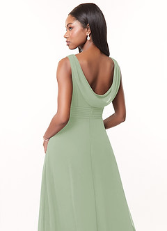Azazie Karina Bridesmaid Dresses Dusty Sage A-Line Pleated Chiffon Dress image4