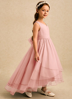 Azazie Seraphina Flower Girl Dresses Rosette A-Line Pleated Tulle Dress image5