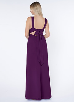 Azazie Christiana Bridesmaid Dresses Grape A-Line V-Neck Pleated Chiffon Dress image3