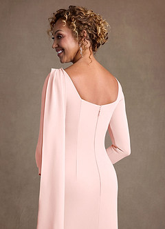 Azazie Merian Mother of the Bride Dresses Blushing Pink Column Pleated Stretch Crepe Dress image6