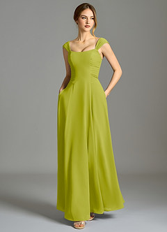 Azazie Oasis Bridesmaid Dresses Lemongrass A-Line with Pockets Chiffon Dress image6