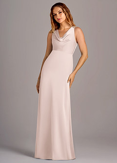 Azazie Wrenlee Bridesmaid Dresses Blushing Pink A-Line Stretch Satin Dress image3