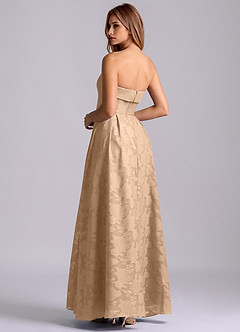 Azazie Lucienne Bridesmaid Dresses Champagne A-Line Strapless Floral Burnout Dress image2