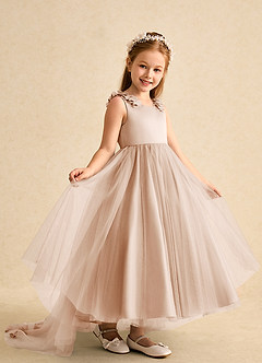 Azazie Lorita Flower Girl Dresses English Rose A-Line Beaded Tulle Dress image7