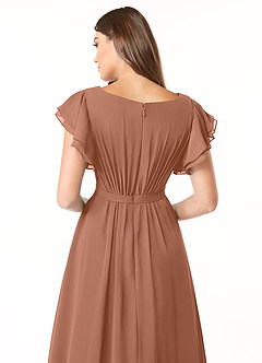 Azazie Daphne Modest Bridesmaid Dresses A-Line Ruffled Chiffon Floor-Length Dress image5