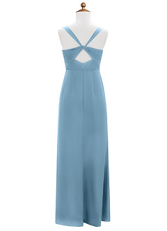 Azazie Mero Junior Steel Blue Mermaid Pleated Stretch Satin Dress image8