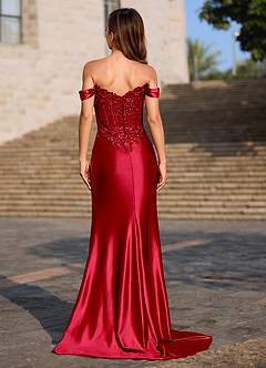 Opulence Red Floral Corset Prom Dress image2
