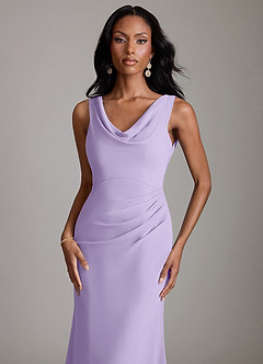 Azazie Linelle Bridesmaid Dresses Lilac Mermaid Pleated Chiffon Dress image3