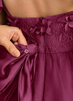Azazie Tweety Flower Girl Dresses Mulberry A-Line Lace Tulle Dress image8