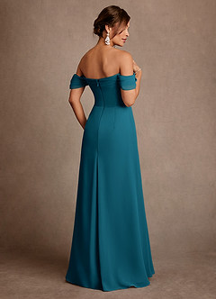 Azazie Amherst Klänningar till brudens mor Klä A-Line i Chiffong Av axeln Bläckblå image3