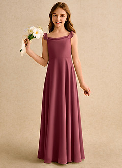 Azazie Puppy Girls Formal Flower Girl Dresses Merlot A-Line Pleated Chiffon Dress image3