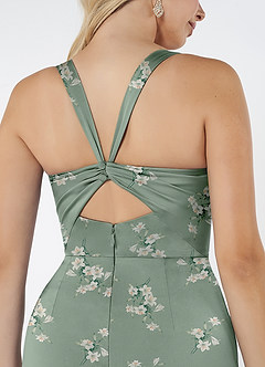Azazie Mero Brudtärnklänningar Klänning av Tubklänning i Stretch Satin Plisserad Agave Lilly Blommor image2