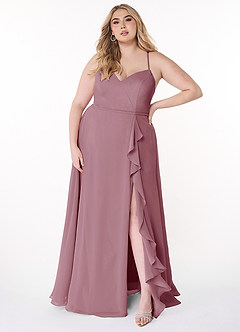 Azazie Naeem Bridesmaid Dresses Vintage Mauve A-Line V-Neck Ruffle Chiffon Dress image7