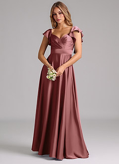 Azazie Leilani Bridesmaid Dresses Amethyst A-Line Ruched Stretch Satin Dress image7