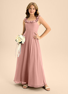 Azazie Callie Junior Cedar Rose A-Line Ruched Chiffon Dress image6