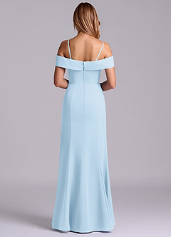 Azazie Luciana Essayer des robes à la maison Robe Fourreau Convertible en Mousseline de soie Épaule décolletée Bleu Poussiéreux image2