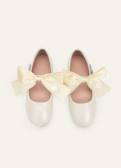 front Satin Bow Mary Jane Girls' Flat Shoes