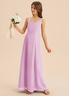 Azazie Lambie Junior Candy Pink A-Line Pleated Chiffon Dress image7