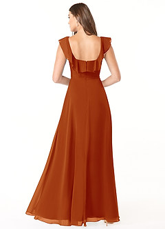 Azazie Jinny Bridesmaid Dresses Paprika A-Line Square Neckline Ruched Chiffon Dress image2
