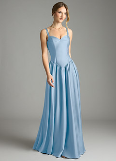 Azazie Evadina Suknie dla druhen Linia A Gorset Satyna elastyczna Do ziemi Sukienka image1