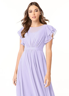 Azazie Daphne Modest Bridesmaid Dresses A-Line Ruffled Chiffon Floor-Length Dress image4