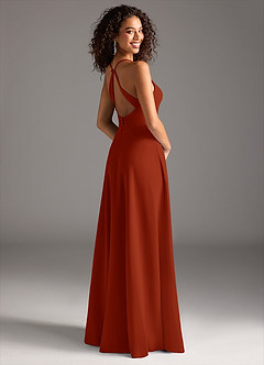 Azazie Davis Bridesmaid Dresses Rust A-Line Pleated Stretch Crepe Dress image7
