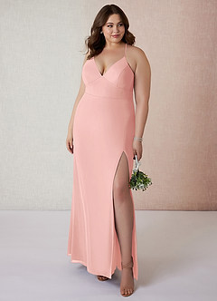 Azazie Becca Bridesmaid Dresses Rosette Sheath V-Neck Chiffon Dress image7