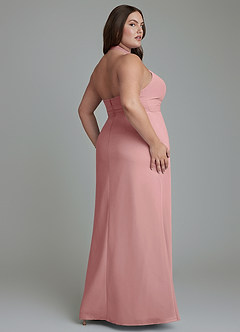 Azazie Jemma Bridesmaid Dresses Dusty Rose Sheath Pleated Chiffon Dress image12