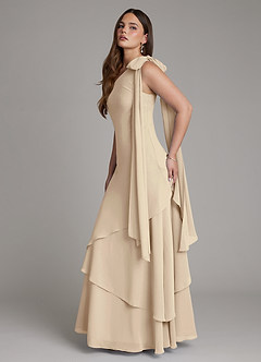 Azazie Monique Suknie dla druhen Linia A Jedno ramię Szyfon Do ziemi Sukienka image7