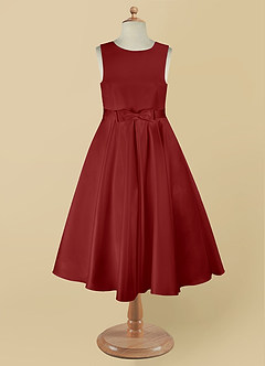 Azazie Coco Robe Demoiselle D'honneur Fillette Robe Trapèze en Mat Satiné Arc Rouille image8