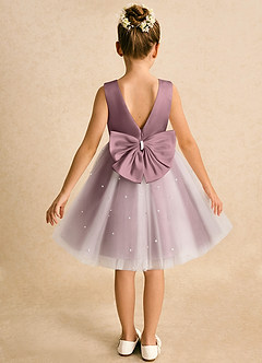 Azazie Esme Robe Demoiselle D'honneur Fillette Robe Princesse en Tulle Arc Mauve Vintage image1