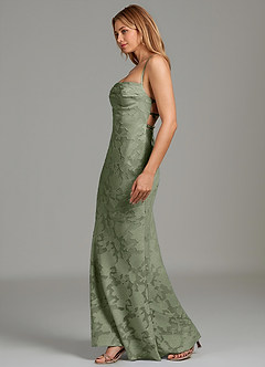 Azazie Ola Bridesmaid Dresses Pistachio Mermaid Corset Floral Burnout Dress image5