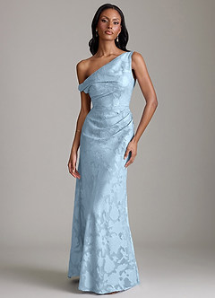 Azazie Emerson 신부 들러리 드레스 인어 오프 더 숄더 플로럴 번아웃 바닥 길이 드레스 image1