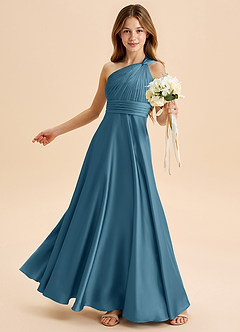 Azazie Charlize Junior Klä av A-Line i Stretch Satin Plisserad image4