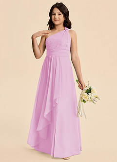 Azazie Skye Junior Candy Pink A-Line Pleated Chiffon Dress image3