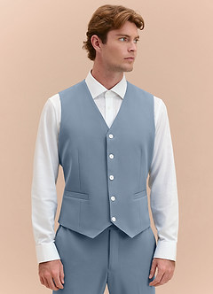 front James Dusty Blue Structured Stretch Suit Vest
