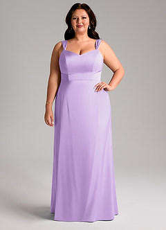 Azazie Denice Robes de demoiselle d'honneur Robe Fourreau en Satin extensible Plissée Lilas image8