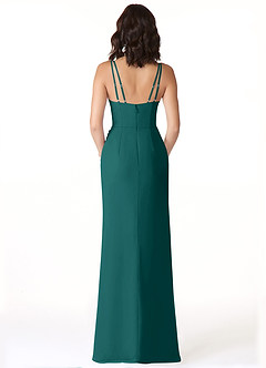 Azazie Leo Bridesmaid Dresses Peacock Mermaid V-Neck Pleated Chiffon Dress image2