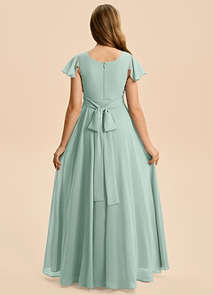 Azazie Cady Junior Abito A-Line in Chiffon Plissettato Agave image2
