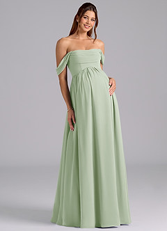 Azazie Saige Abiti da damigella d'onore premaman Abito A-Line Plissettato Chiffon Floor-Length image3